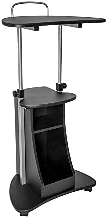 Techni Mobili Adjustable Height Rolling Laptop Cart with Storage, Graphite - Image 6