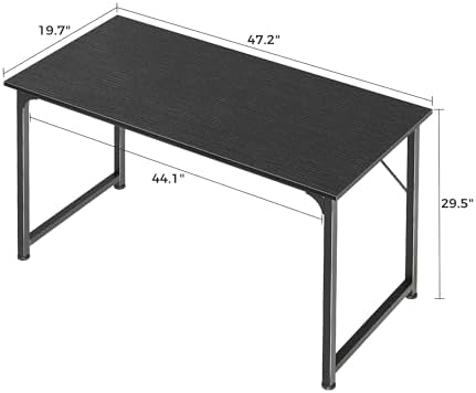 Huuger 48 Inch Office & Gaming Desk with Storage, Modern Simple Design, Large Legroom, Black Metal Frame - Image 3