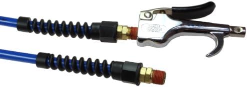 Coilhose Pneumatics 600-PU15B-B 600 Series Blow Gun with Flexcoil Polyurethane Coiled Air Hose, 1/4-Inch ID, 15-Foot Length with (2) 1/4-Inch Reusable Strain Relief MPT Swivel Fittings, Dark Blue - Image 2