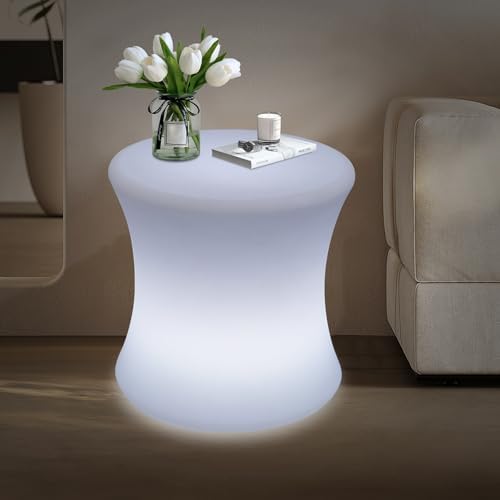 Rechargeable LED Cube Chair Light with Remote, Outdoor Waterproof 16 Colors Changing LED Cube Stool Seat Side Table, Floor Lamp Night Light Glow Furniture for Home Bedroom Patio Garden (Drum, 16") by LifeFirstChoice-Blisiour