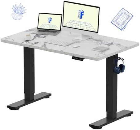 FLEXISPOT EN1 One-Piece Standing Desk, Electric Adjustable with 4 Memory Presets, 176 LBS Capacity, Stable & Quiet, Seamless Desktop for Home Office & Dual Monitors, 48"x30" Marble Gray by Unknown