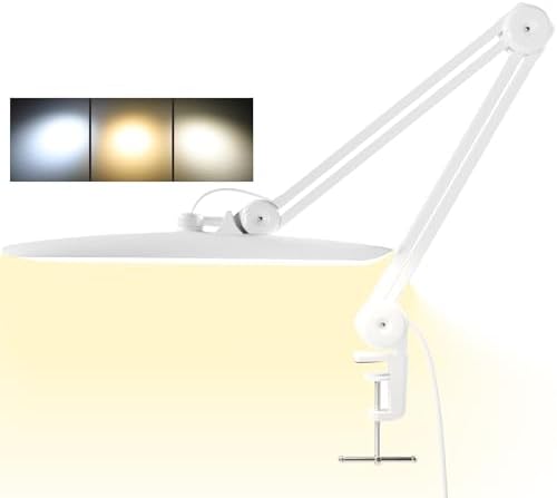 3000 Lumens Adjustable LED Desk Lamp & Task Lamp - Bright, Dimmable Lighting for Office, Crafts, Nails &Salon with Clamp (CCT, White) by Gelpal