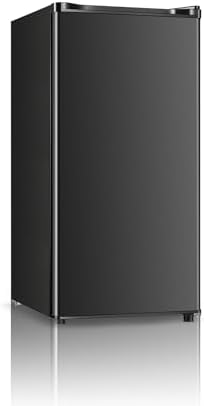 Seaoola Mini Fridge with Freezer, Single Door 3.1 Cu.Ft, Compact Mini Refrigerator, LED Light, Adjustable Thermostat, Removable Glass Shelves, Small Refrigerator for Dorm/Office/Bedroom(Black) (Black) - Image 2