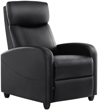 Sweetcrispy Recliner Chair Fabric Recliner Sofa No Massage, Home Theater Seating with Lumbar Support, Adjustable Push Back Overstuffed High-Density Sponge Reclining for Living Room, Black by Sweetcrispy