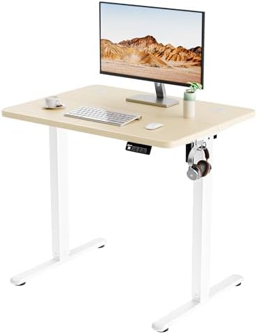Small Standing Desk, 32"x24" Height Adjustable Sit-Stand, Home Office, Oak by ERGOMAKER