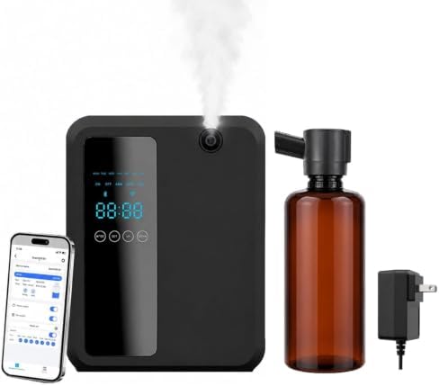 Waterless Scent Diffuser, WiFi Bluetooth App Controlled Fragrance Machine with LED Display, Timer, Adjustable Output for Home, Office, Hotel Lobby and Reception(Black) by Unknown