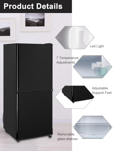 Refrigerator with Freezer 4.0 Cu.Ft Bottom Freezer 2 Door Fridge Black - Image 4