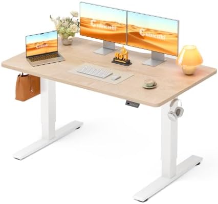CubiCubi Electric Height Adjustable Standing Desk 55x28 Inch, Natural Oak by CubiCubi