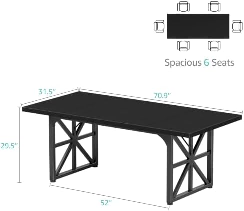 Lufeiya 71" Executive Desk, Large Computer Table for Home Office, Black - Image 2