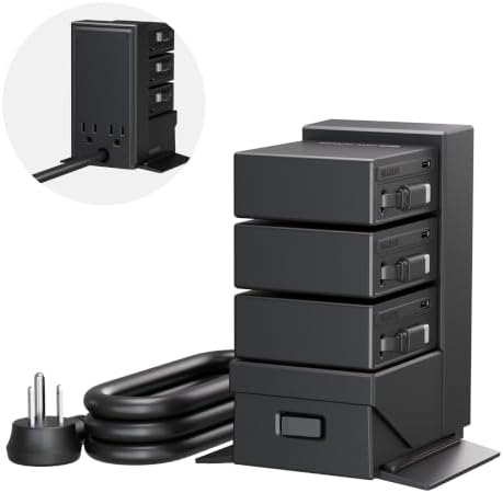 Gitryin Tower Charging Station for Nightstand, 195W Retractable Charger by GITRYIN