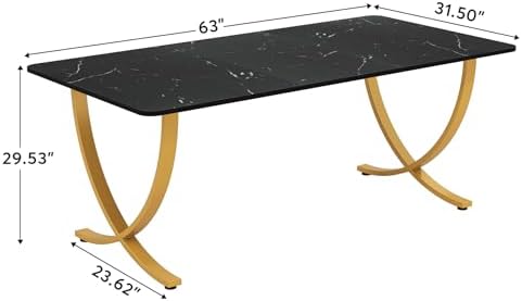 Tribesigns Executive Desk, 63” W x 31.5” D Large Office Desk, Modern Computer Desk Conference Table Meeting Room Table, Business Furniture for Home Office, Black and Gold - Image 2