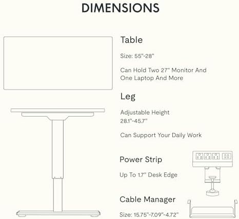FLEXISPOT EN2 55"x28" Bamboo Electric Standing Desk with Power Strip - Image 6