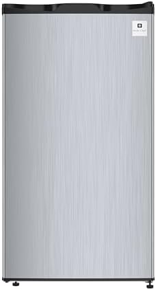 ARCTIC CHEF Mini Refrigerator, Compact Freezer Compartment, Adjustable Thermostat Control, Reversible Door, Ideal Fridge for Dorm, Office, Apartment, Platinum Stainless, 3.2 Cubic Feet by ARCTICCHEF