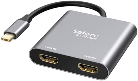 Selore&S-Global USB C to Dual HDMI Adapter 4K @60hz, Type C to HDMI Converter for MacBook Pro Air 2020/2019/2018,LenovoYoga 920/Thinkpad T480,Dell XPS 13/15/17,etc by SeloreS-Global