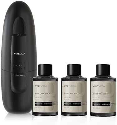 VINEVIDA Studio Plug in Waterless Diffuser and 3 Hotel Fragrance Oils - Diffuser for Home - Room Fragrance Air Diffuser [Black Scent Machine] by VINEVIDA