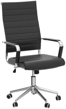 Okeysen Office Desk Chair, Ergonomic Leather Modern Conference Room Chairs, Executive Ribbed Height Adjustable Swivel Rolling Chair for Home Office. (Black) - Image 5