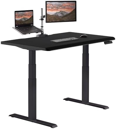 Vari ComfortEdge 48x30 Inch Adjustable Electric Standing Desk – Sit Stand VariDesk with Memory Presets, Sloped Edge, 220 LB Capacity + Tool-Free Assembly (Black Top/Black Legs) by Unknown