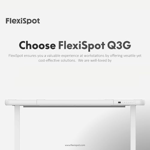 FLEXISPOT Comhar 48" Electric Glass Standing Desk with Drawers, USB Charging, Quick Assembly, Tempered Glass Top, Height Adjustable Sit Stand Desk for Modern Minimalist Home Office, White - Image 3