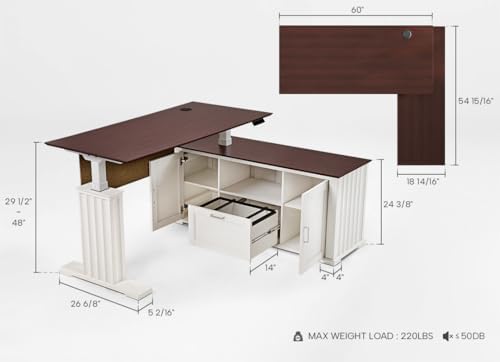 EUREKA ERGONOMIC 60x26 Executive Standing Desk with File Cabinet Drawers,L Shaped Adjustable Height Desk Home Office Computer Desk with Storage - Image 2