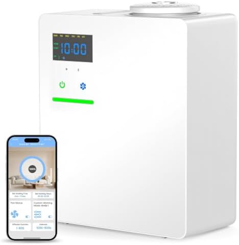 Waterless Essential Oil Diffuser 5000 Sq.Ft for Whole House, 200ml Cold Air Scent Machine with Bluetooth App Control, Quiet No-Heat HVAC Fragrance Diffuser for Home Hotel Office, White by MagneticCharger