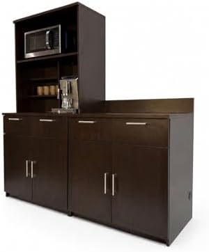 BREAKtime Breakroom Cabinet with 4-Door Base Storage & Upper Hutch, Microwave Space, Commercial-Grade, Fully Assembled, 72" W x 24" D x 75" H, Appliances Not Included, Espresso - Image 7