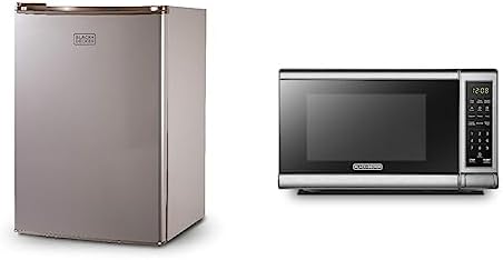 BLACK+DECKER BCRK25V Compact Refrigerator Energy Star Single Door Mini Fridge with Freezer & EM720CB7 Digital Microwave Oven with Turntable Push-Button Door, Child Safety Lock by Unknown