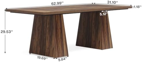 Tribesigns 63-Inch Executive Desk, Large Office Computer Desk with Double Pedestal, Modern Simple Workstations Writing Table Conference Table Business Furniture for Home Office, Rustic Brown - Image 2