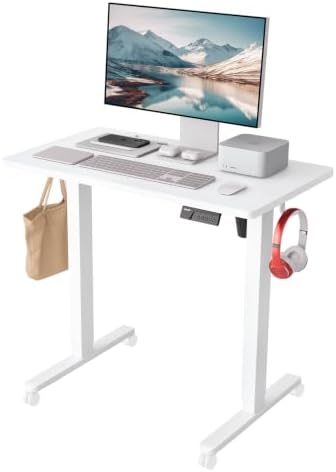 Monomi 35"x20" Small Electric Standing Desk,Whole Piece Desktop,White by MONOMI