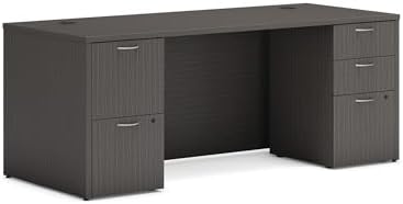 HON MOD Computer Desk, Office Desk with 5 Drawers, Slate Teak by HON