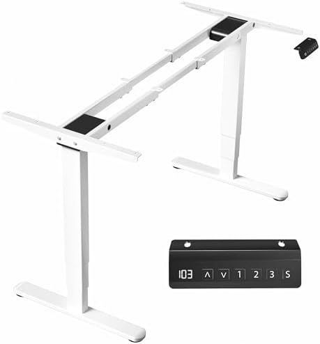 VIVO Electric Dual Motor Stand Up Desk Frame for 40 to 85 inch Table Tops, Frame Only, 3 Stage Height Adjustable DIY Workstation with Memory Controller, White, DESK-V103EW by VIVO