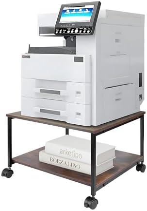 2-Tier Under Desk Printer Stand, 19.5" x 19.5" Large Rolling Printer Cart by eMeritDirect