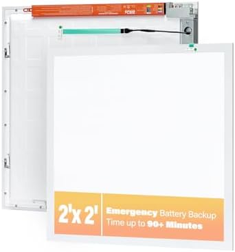 2 Pack 2x2 LED Flat Panel Light with Emergency Battery Backup by VocgoUULighting
