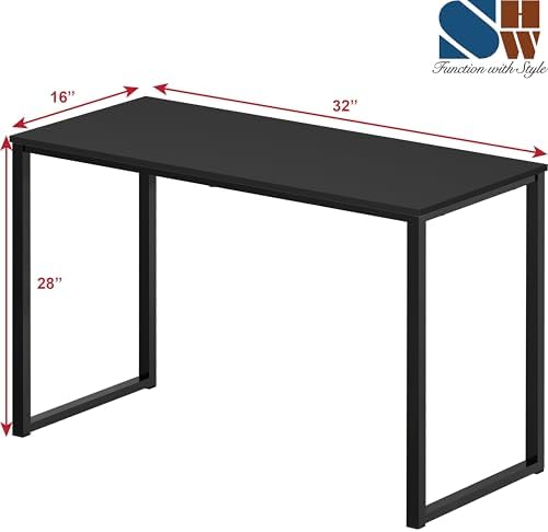 SHW Mission 32-Inch Home Office Computer Desk, Black - Image 3