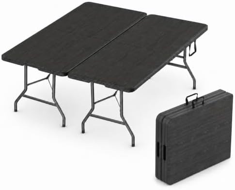 2 PACK of 6 Feet Foldable Table with Built in Handle & Steel Legs | 6FT Heavy Duty Folding Portable | Perfect for Party, Dining, Wedding, Events, Picnic Indoor Outdoor Camping Utility Folding - 6 Foot by OurModernSpace