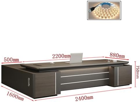 Executive Office Desk with Storage Cabinet,Modern l Shaped Executive Desk,50MM Thick Desktop for CEO Office, Reception & Commercial Workspace - Image 2