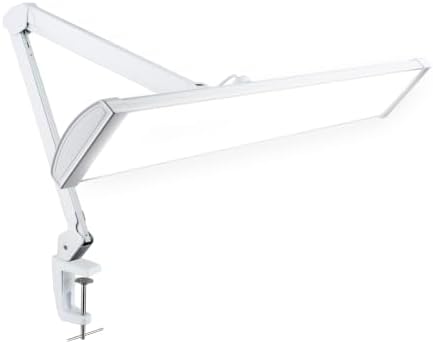 Neatfi Pro LED Task Lamp with Clamp | 2,300 Lumens | CRI 95 | Touch Dimming | 180 LED Beads | 6500K Daylight | 30W Desk Light for Nails, Crafts & Workbench (White-5, 24-Inch Wide Shade) by Neatfi