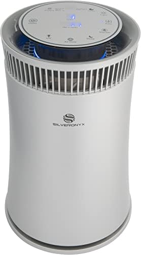 Air Purifier for Home Large Room – 5-in-1 HEPA Filter System, Covers Up to 500 Sq Ft for New Home for Allergies, Pets, Smoke, Remove Dust & Odor, Quiet, High Filtration Efficiency – SILVERONYX, Silver by SilverOnyx