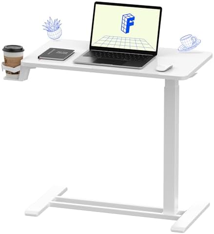 FLEXISPOT H7 28" Pneumatic Height-Adjustable Overbed Table with Wheels by Unknown