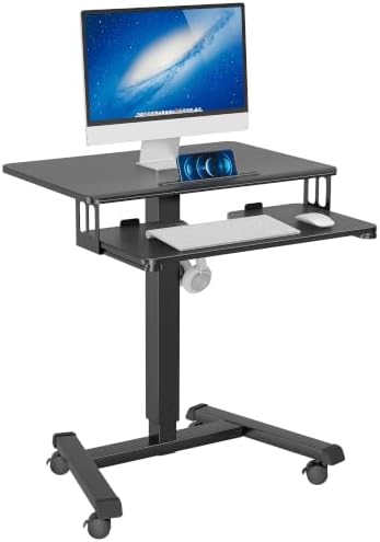 BONTEC Mobile Standing Desk with Keyboard Tray, Mobile Podium on Wheels by BONTEC