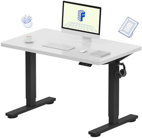FLEXISPOT EN1 One-Piece Standing Desk, Electric Adjustable with 4 Memory Presets, 176 LBS Capacity, Stable & Quiet, Seamless Desktop for Home Office & Dual Monitors, 40"x24" White by Unknown