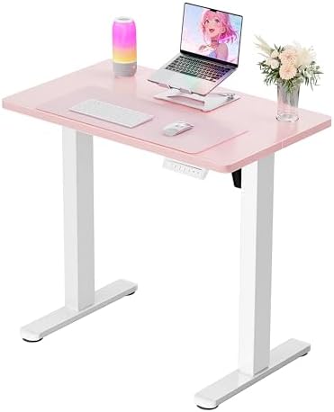 ErGear Height Adjustable Electric Standing Desk, 32 x 19 Inches Sit Stand up Desk, Memory Computer Home Office Desk, Pink by ErGear