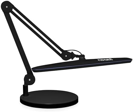 Neatfi XL 24W LED Desk Lamp – 2,200 Lumens | 23” Wide Shade | Dimmable Eye-Caring Task Light | Adjustable Arm | Office, Study, Crafting & Nail Techs (Black, Non-CCT with Base) by Neatfi