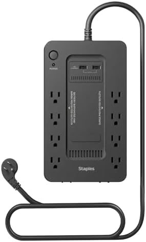 Staples TECH 650VA UPS Battery Backup, 8 Outlets, Surge Protection, Black by StaplesTECH