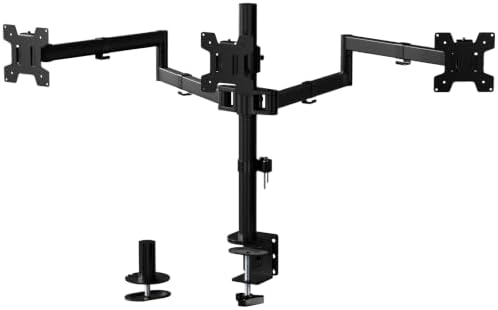 WALI Adjustable Triple Monitor Mount for 13-27 inch Screens, 22 lbs per Arm by WALI