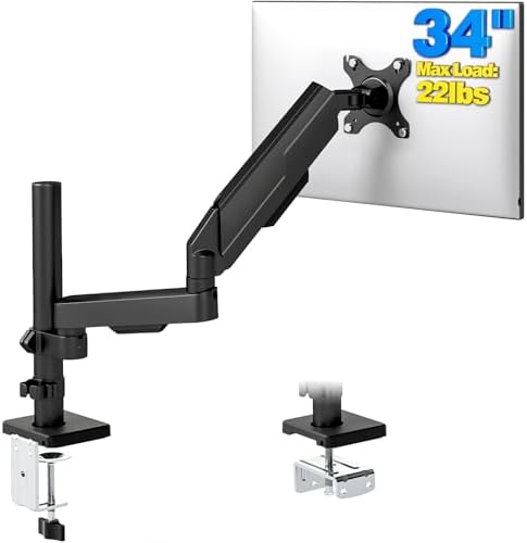 Single Monitor Arm Desk Mount for 17-34" Screens, VESA Stand Holds 22 lbs by Rfiver