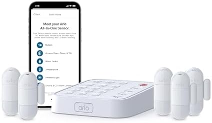 Arlo Home Security System - Alarm System with Wired Keypad Sensor Hub, 5 8-in-1 Sensors & Yard Sign - No Contract Required - DIY Installation - White, SS1501 by Unknown