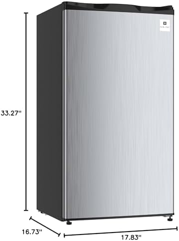 ARCTIC CHEF Mini Refrigerator, Compact Freezer Compartment, Adjustable Thermostat Control, Reversible Door, Ideal Fridge for Dorm, Office, Apartment, Platinum Stainless, 3.2 Cubic Feet - Image 6