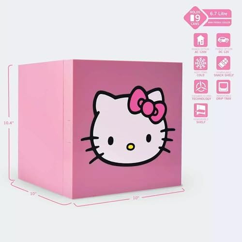 Ukonic Sanrio Hello Kitty Pink 6.7L Single Door Mini Fridge - Image 5