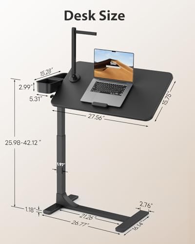 SAIJI Magnetic Height and 360° Angle Adjustable Overbed Bedside Table Tray - Image 2