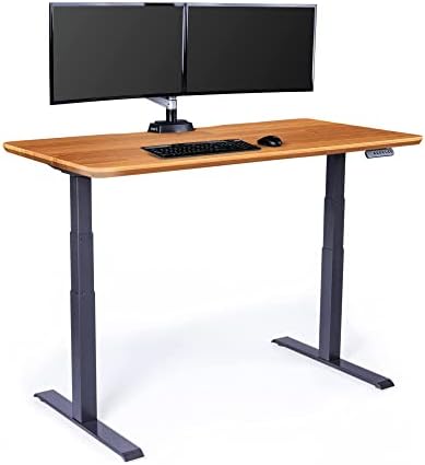 Vari Classic Electric Standing Desk - VariDesk Height Adjustable Sit/Stand Desk - Dual Motor with Memory Presets, Stable T-Style Legs - Gaming or Home Office Workstation - 60”x30”, Butcher Block by Unknown